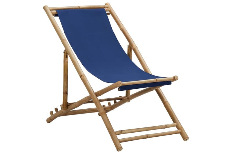 Liggestol bambus og lærred marineblå - Blå - Solstole