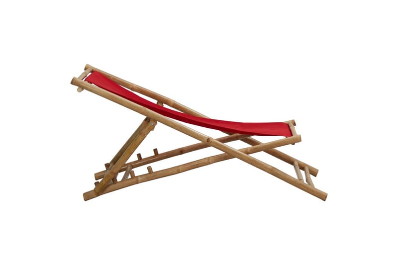 Liggestol bambus og lærred rød - Rød - Solstole