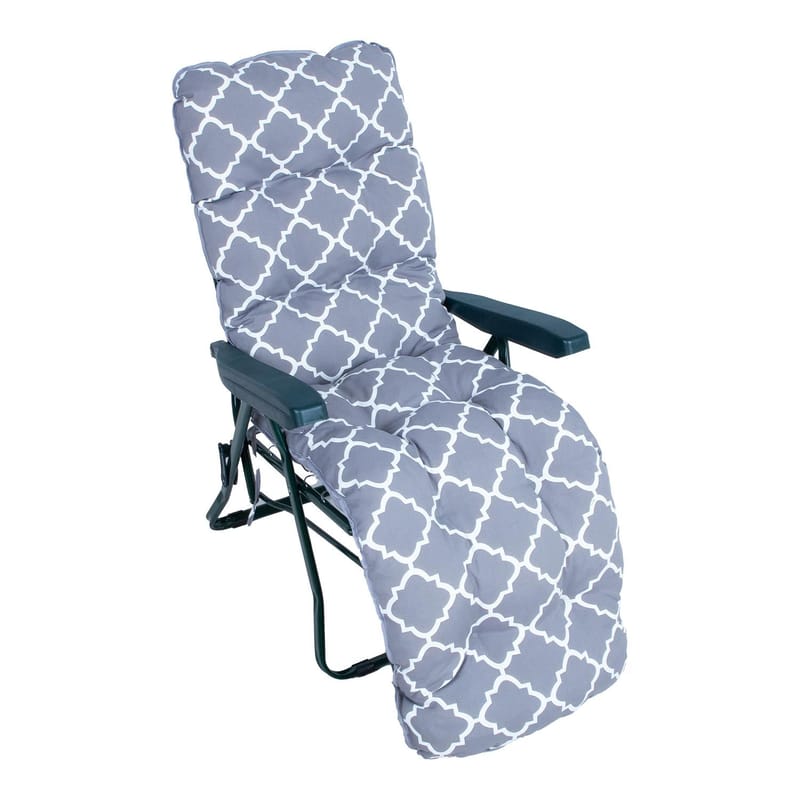 Liggestol HOME4YOU Baden-Baden Grå pude - grøn med grå pude - Havemøbler - Havestole - Solstole - Baden Baden stol