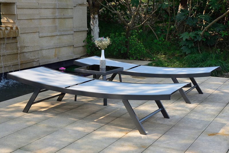 Møbelsæt ARIO sidebord og 2 solstole grå - Solstole
