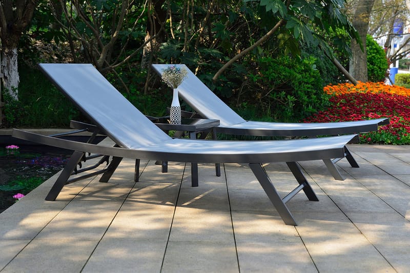 Møbelsæt ARIO sidebord og 2 solstole grå - Solstole