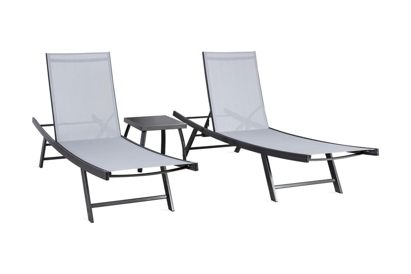 Møbelsæt ARIO sidebord og 2 solstole grå, undefined