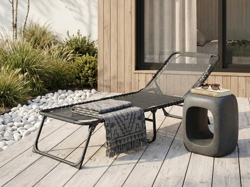 Solseng udendørs Ambato foldbar - Sort - Havemøbler - Havestole - Solseng & solvogn