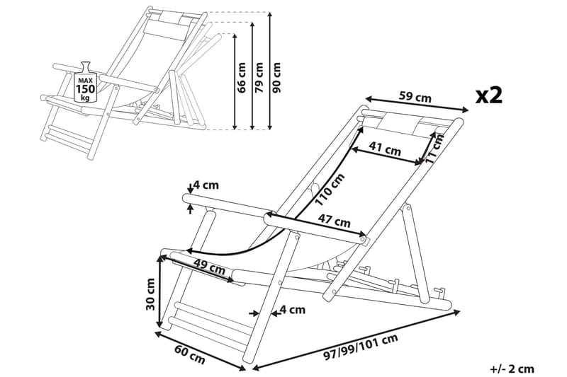 Solstol 2 stk lyst træ / beige ATRANI - Træ / natur - Havemøbler - Havestole - Solstole