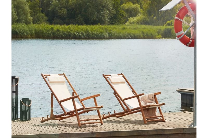 Solstol 2 stk lyst træ / beige ATRANI - Træ / natur - Havemøbler - Havestole - Solstole