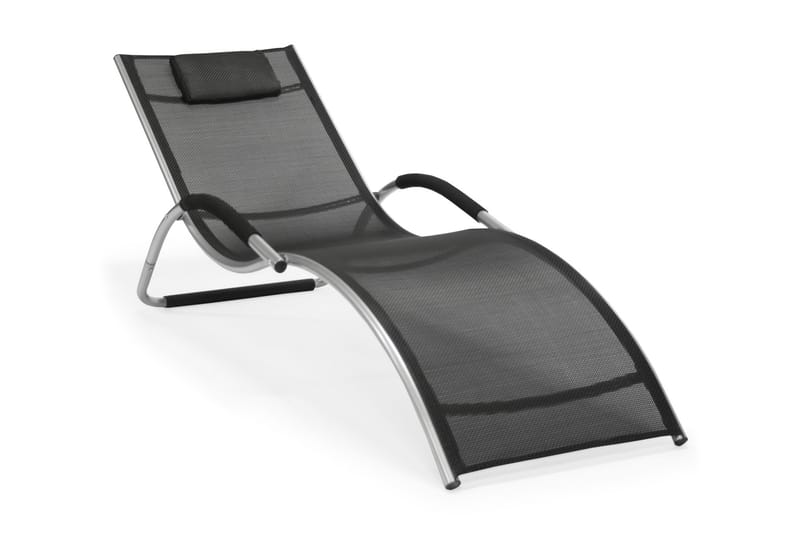 Solstol BRIGO 177x65x73cm sæde: tekstil sort - Havemøbler - Havestole - Solstole