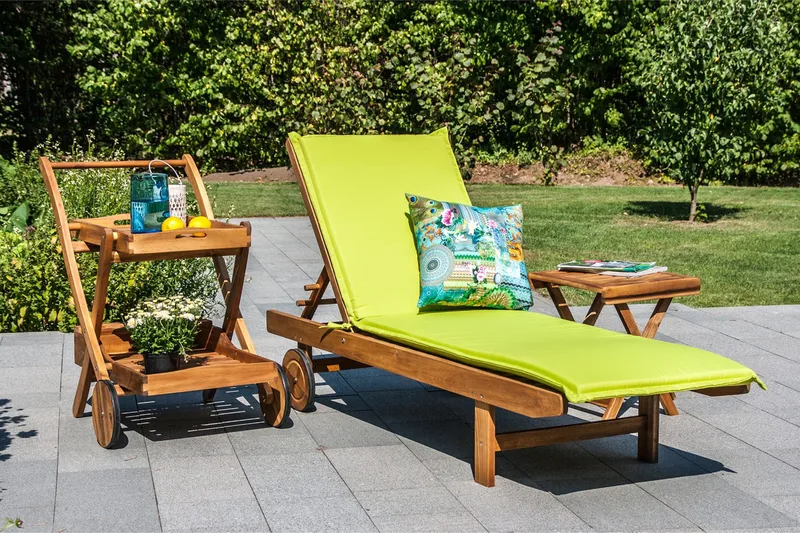 Solstol FINLAY 193x60xH30cm Akacia olieret - Havemøbler - Havestole - Solseng & solvogn