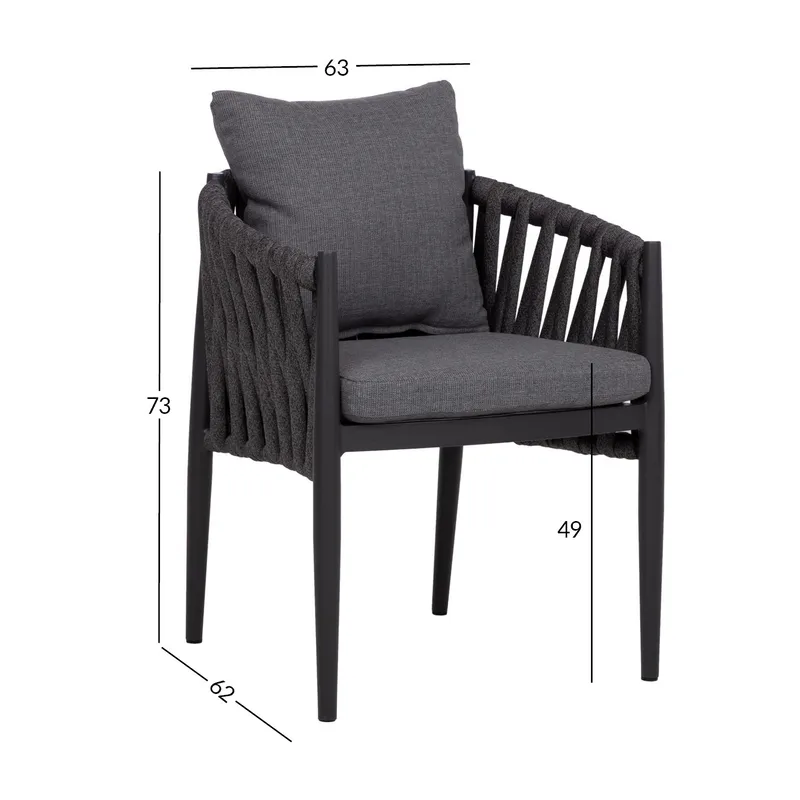 Stol HOME4YOU Bristol 63x62x73 cm Grå - Grå - Havemøbler - Havestole - Udendørs lænestol