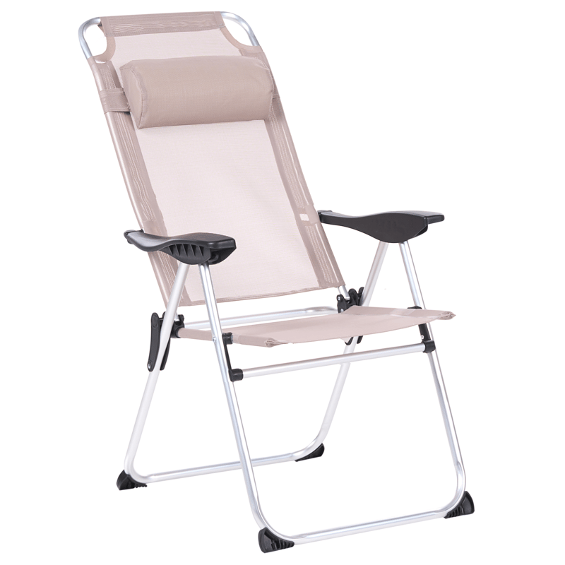 Stol udendørs Asine Aluminium foldbar - Beige/Sort - Havemøbler - Havestole - Positionsstole