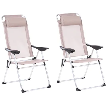 Stol udendørs Asine Aluminium foldbar - Beige/Sort - Havemøbler - Havestole - Positionsstole