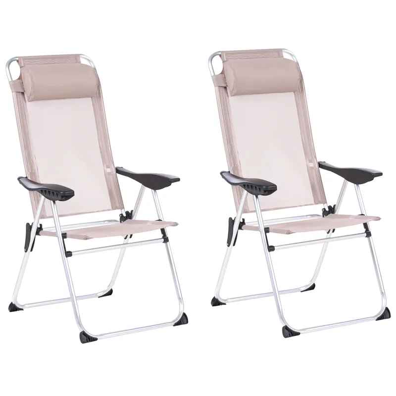 Stol udendørs Asine Aluminium foldbar, Beige/Sort