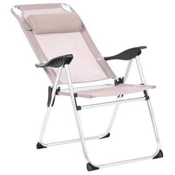 Stol udendørs Asine Aluminium foldbar - Beige/Sort - Havemøbler - Havestole - Positionsstole