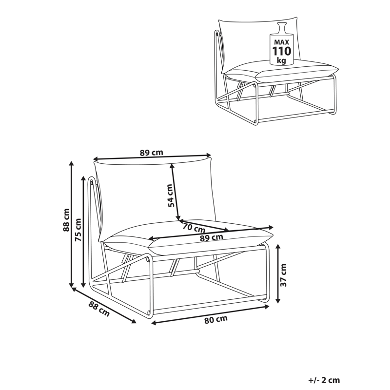 Stol udendørs med pude Pico Stål - Grå - Havemøbler - Havestole - Udendørs lænestol