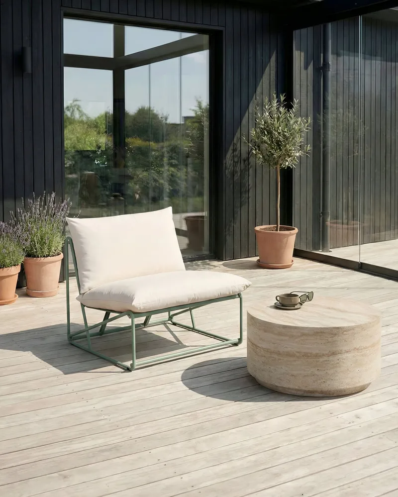 Stol udendørs med pude Pico Stål - Grøn/Beige - Havemøbler - Havestole - Udendørs lænestol