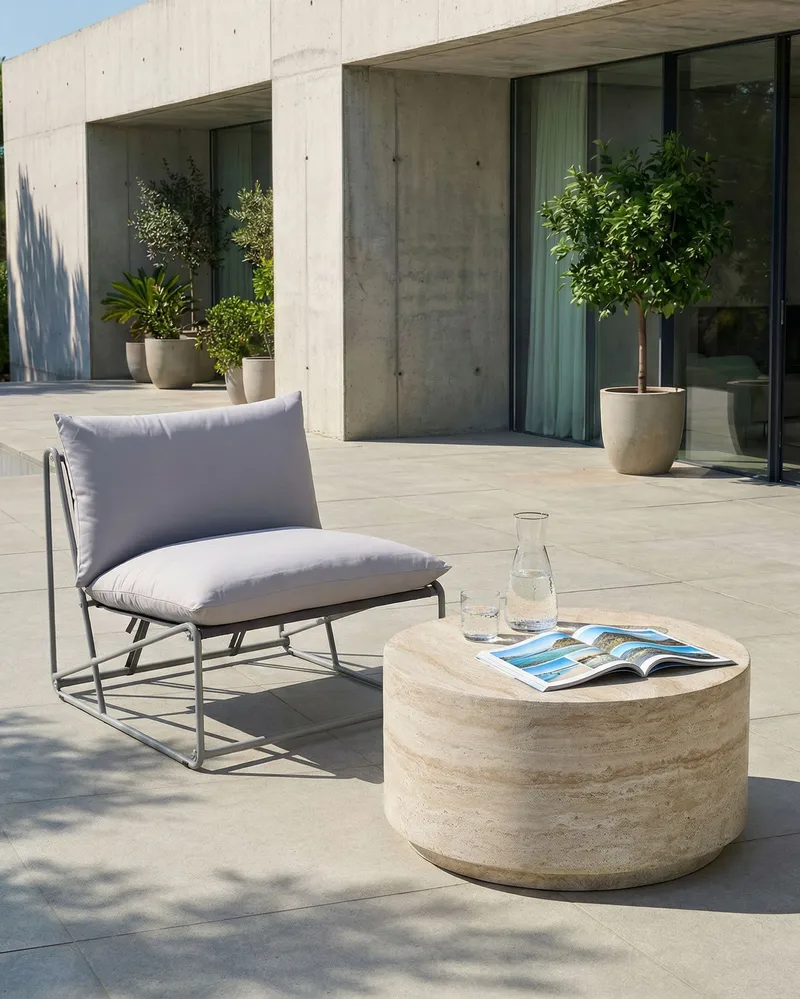 Stol udendørs med pude Pico Stål - Grå - Havemøbler - Havestole - Udendørs lænestol