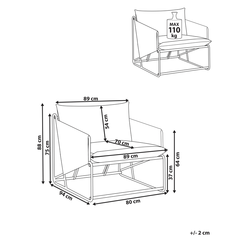 Stol udendørs med pude Ponte - Grøn/Beige - Havemøbler - Havestole - Udendørs lænestol