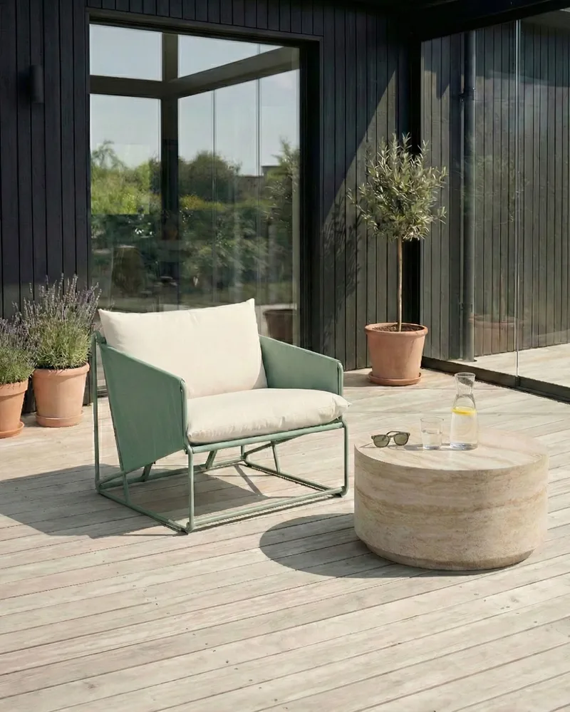 Stol udendørs med pude Ponte - Grøn/Beige - Havemøbler - Havestole - Udendørs lænestol