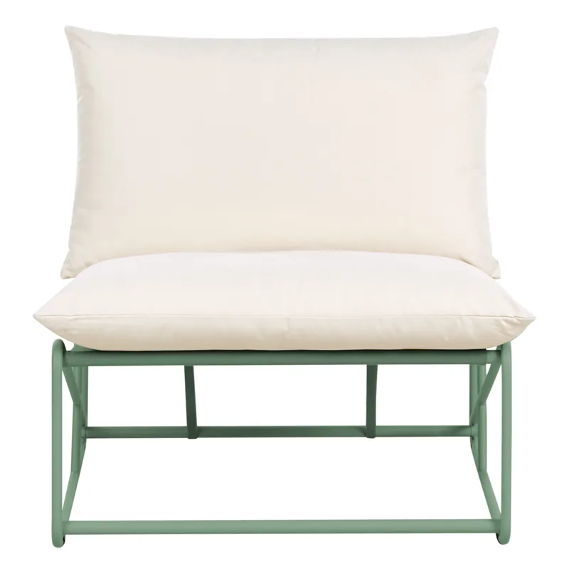 Stol udendørs med pude Pico Stål - Grøn/Beige - Havemøbler - Havestole - Udendørs lænestol