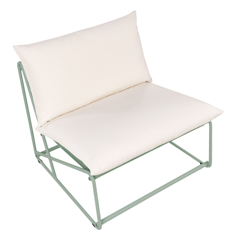Stol udendørs med pude Pico Stål - Grøn/Beige - Havemøbler - Havestole - Udendørs lænestol