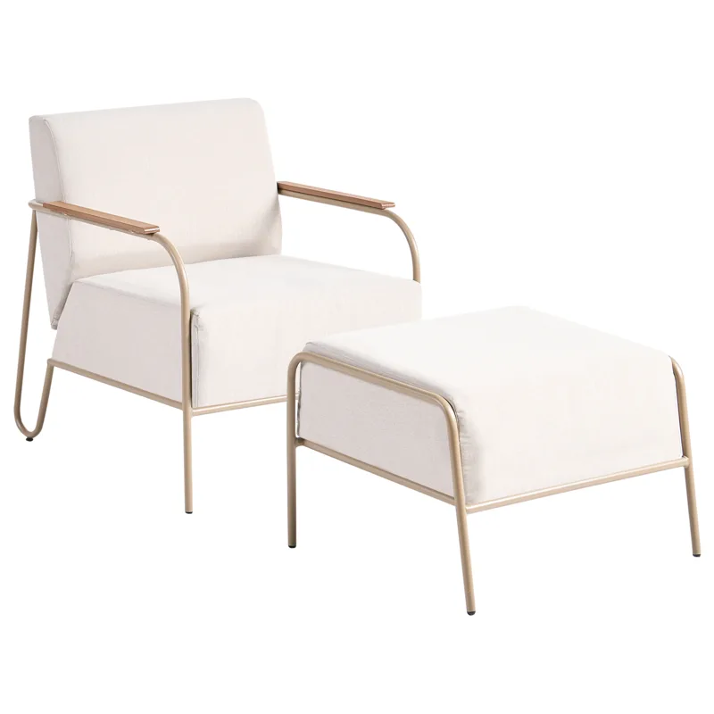 Stol udendørs Nimis med fodskammel, Beige