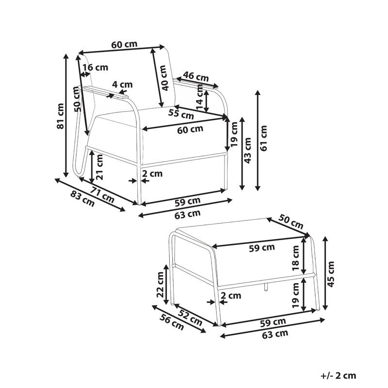 Stol udendørs Nimis med fodskammel - Beige - Havemøbler - Havestole - Udendørs lænestol