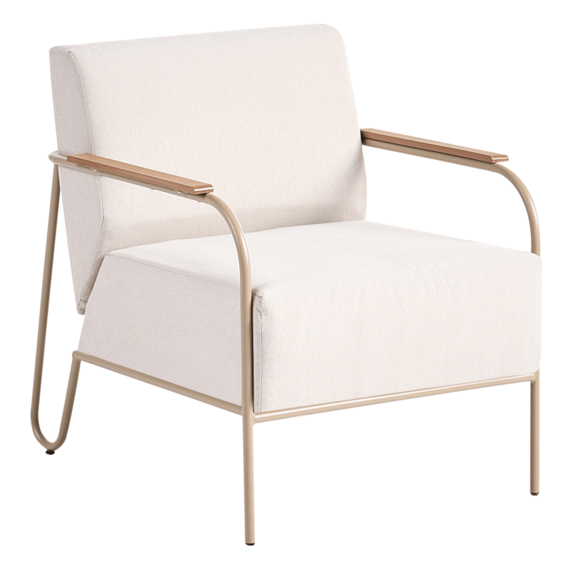 Stol udendørs Nimis med fodskammel - Beige - Havemøbler - Havestole - Udendørs lænestol