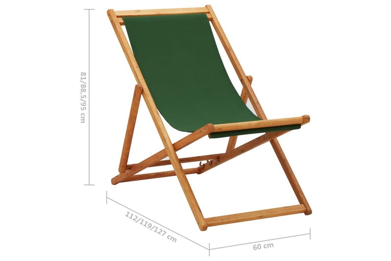 foldbar strandstol eukalyptustræ og stof grøn - Grøn - Strandstole & campingstole - Strandstol