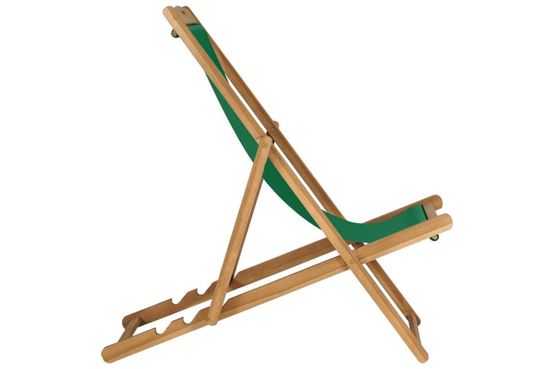 Foldbar Strandstol Massivt Teaktræ Grøn - Grøn - Havemøbler - Havestole - Strandstole & campingstole