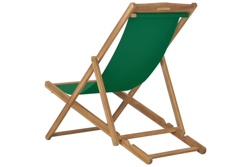 Foldbar Strandstol Massivt Teaktræ Grøn - Grøn - Havemøbler - Havestole - Strandstole & campingstole