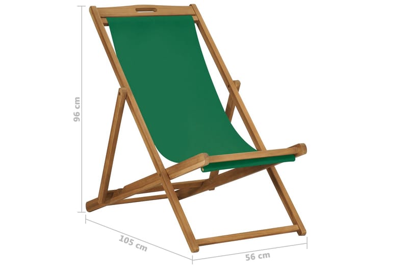 Foldbar Strandstol Massivt Teaktræ Grøn - Grøn - Havemøbler - Havestole - Strandstole & campingstole