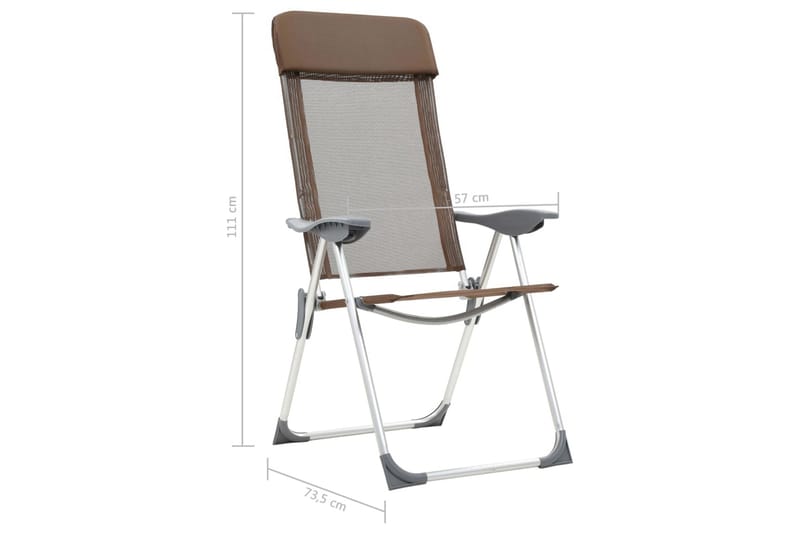 Foldbare Campingstole 2 Stk. Aluminium Brun - Brun - Strandstole & campingstole - Strandstol