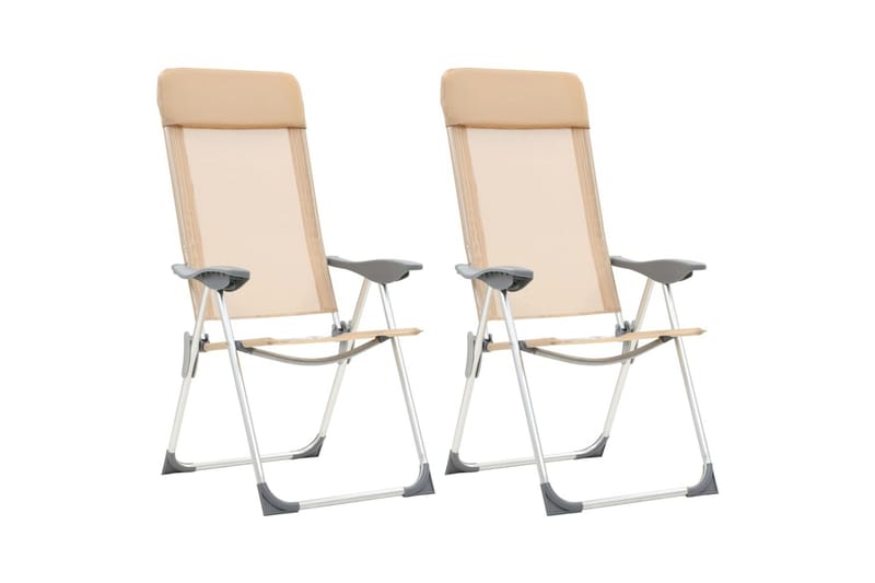 Foldbare Campingstole 2 Stk. Aluminium Cremefarvet - Creme - Havemøbler - Havestole - Strandstole & campingstole
