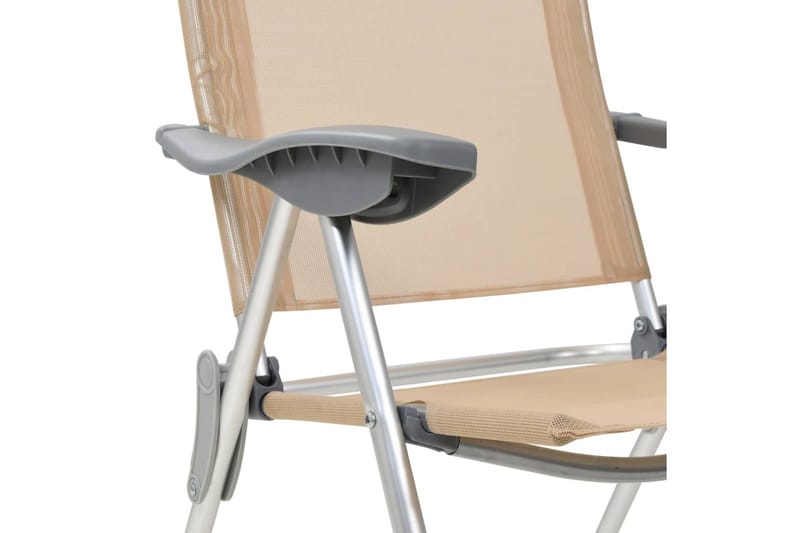 Foldbare Campingstole 2 Stk. Aluminium Cremefarvet - Creme - Havemøbler - Havestole - Strandstole & campingstole