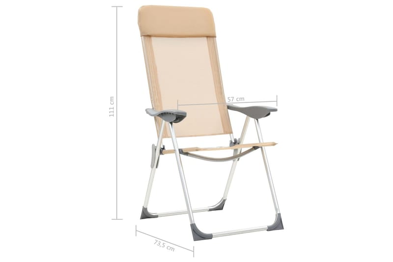 Foldbare Campingstole 2 Stk. Aluminium Cremefarvet - Creme - Strandstole & campingstole - Strandstol