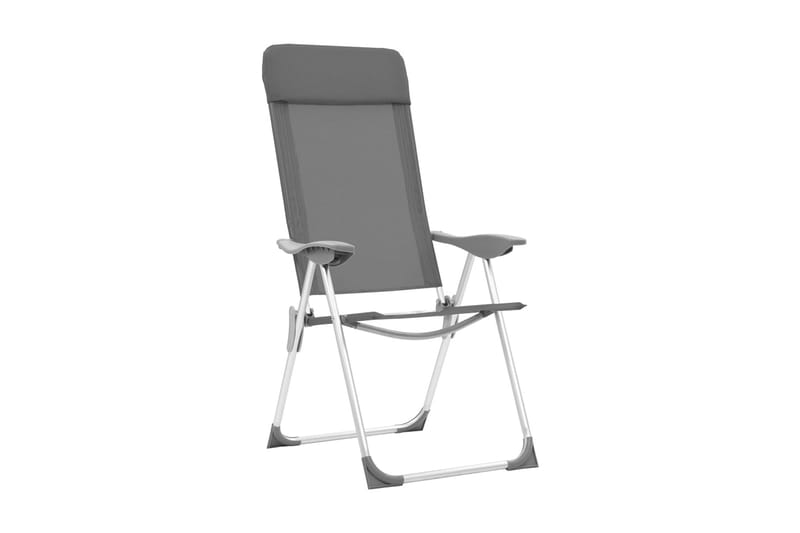Foldbare Campingstole 2 Stk. Aluminium Grå - Grå - Strandstol - Strandstole & campingstole