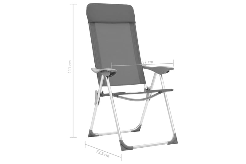 Foldbare Campingstole 2 Stk. Aluminium Grå - Grå - Strandstole & campingstole - Strandstol