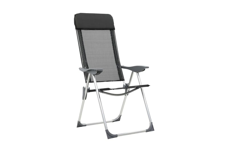Foldbare Campingstole 2 Stk. Aluminium Sort - Sort - Strandstol - Strandstole & campingstole