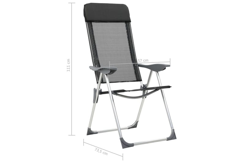 Foldbare Campingstole 2 Stk. Aluminium Sort - Sort - Strandstole & campingstole - Strandstol