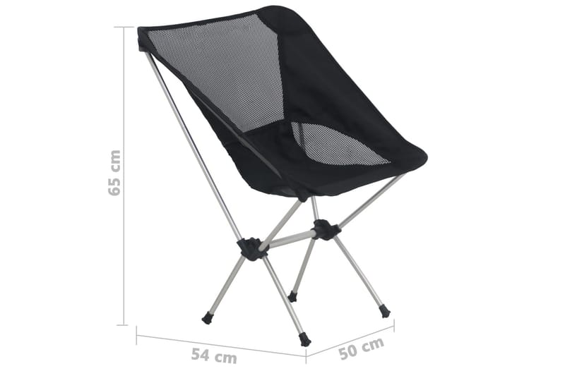 Foldbare Campingstole 2 Stk. M. Bæretaske 54X50X65 Cm Alumin - Sort - Strandstol - Strandstole & campingstole