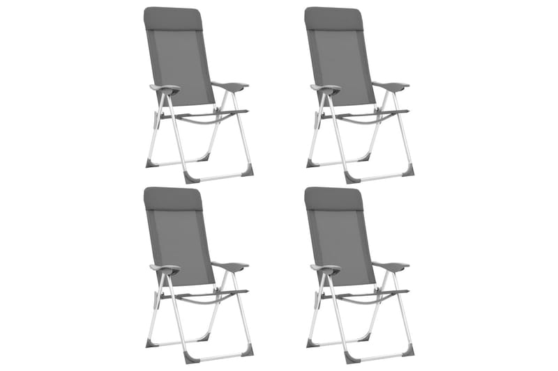 Foldbare Campingstole 4 Stk. Aluminium Grå - Grå - Strandstole & campingstole - Strandstol