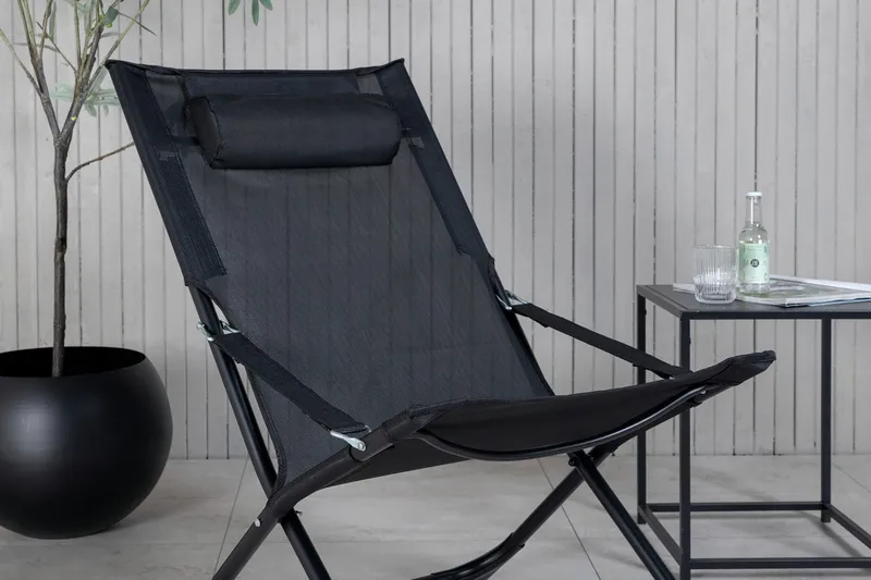 Seville Relaxstol Foldbar med Hynde - Sort - Havemøbler - Havestole - Strandstole & campingstole