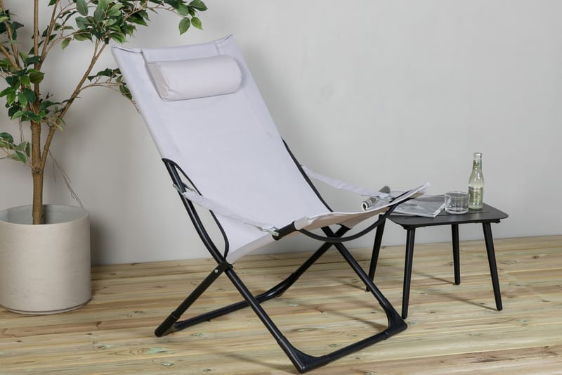 Seville Relaxstol Foldbar med Hynde - Sort/Grå - Havemøbler - Havestole - Strandstole & campingstole