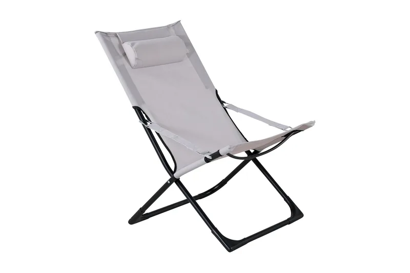 Seville Relaxstol Foldbar med Hynde, Sort/Grå