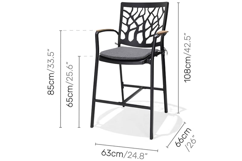 Portals Barstol - Sort - Havemøbler - Havestole - Barskammel