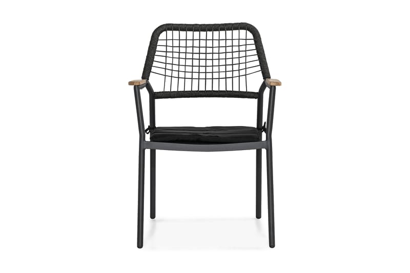 Bastian Armstol - Sort/Teak - Spisebordsstole udendørs - Altanstole