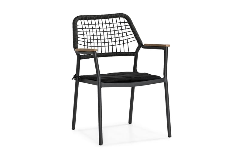 Bastian Armstol - Sort/Teak - Spisebordsstole udendørs - Altanstole