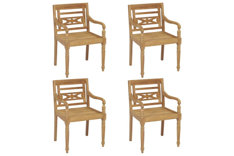Batavia-stole 4 stk. massivt teaktræ - Brun - Spisebordsstole udendørs - Altanstole