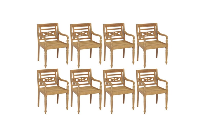 Batavia-stole 8 stk. massivt teaktræ - Brun - Spisebordsstole udendørs - Altanstole