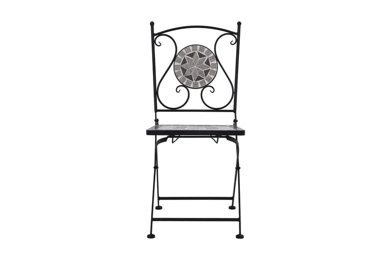 Bistrostole 2 Stk. Med Mosaikdesign Grå - Grå - Spisebordsstole udendørs - Altanstole