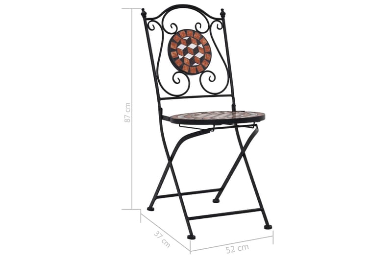 Bistrostole 2 Stk. Med Mosaikdesign Keramisk Brun - Brun - Spisebordsstole udendørs - Altanstole
